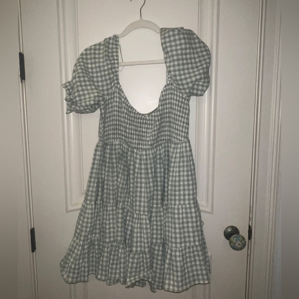 American Threads Green Gingham Dress, Large